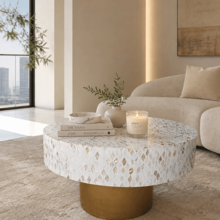 Mother of Pearl Round Coffee Table