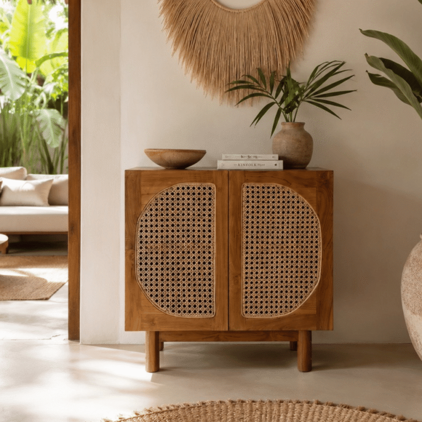 Raya Teak & Rattan Cabinet