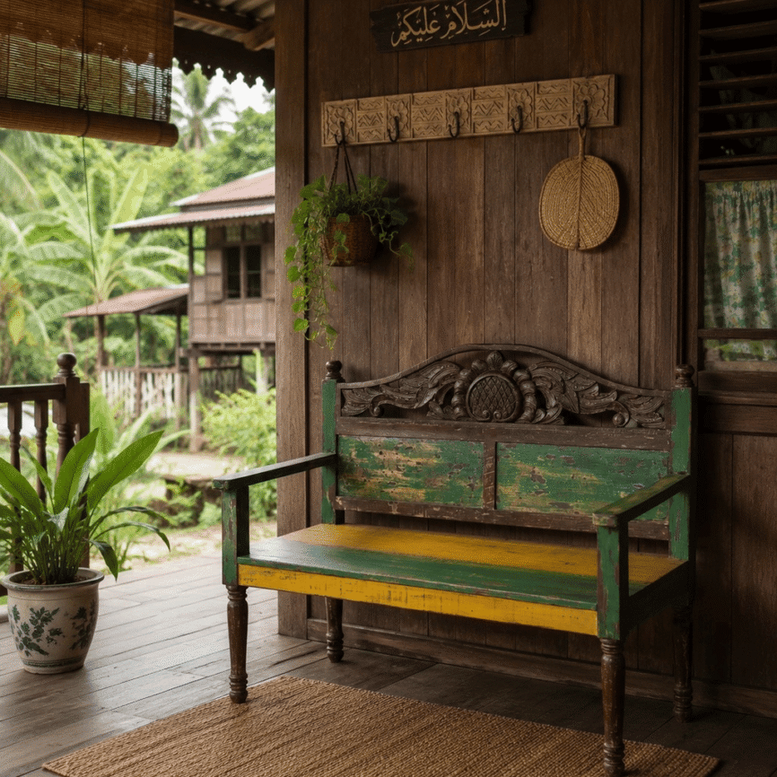 Reclaimed Indonesian Boatwood Bench
