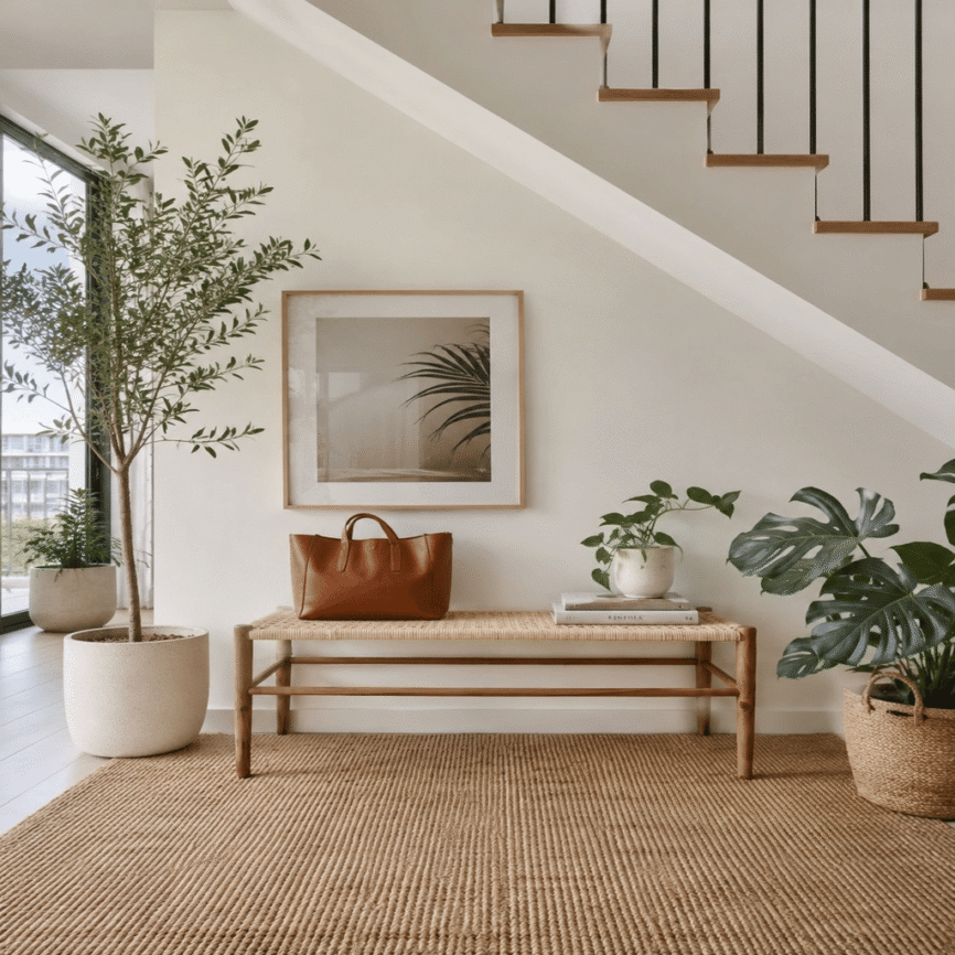 Teak Rattan Bench
